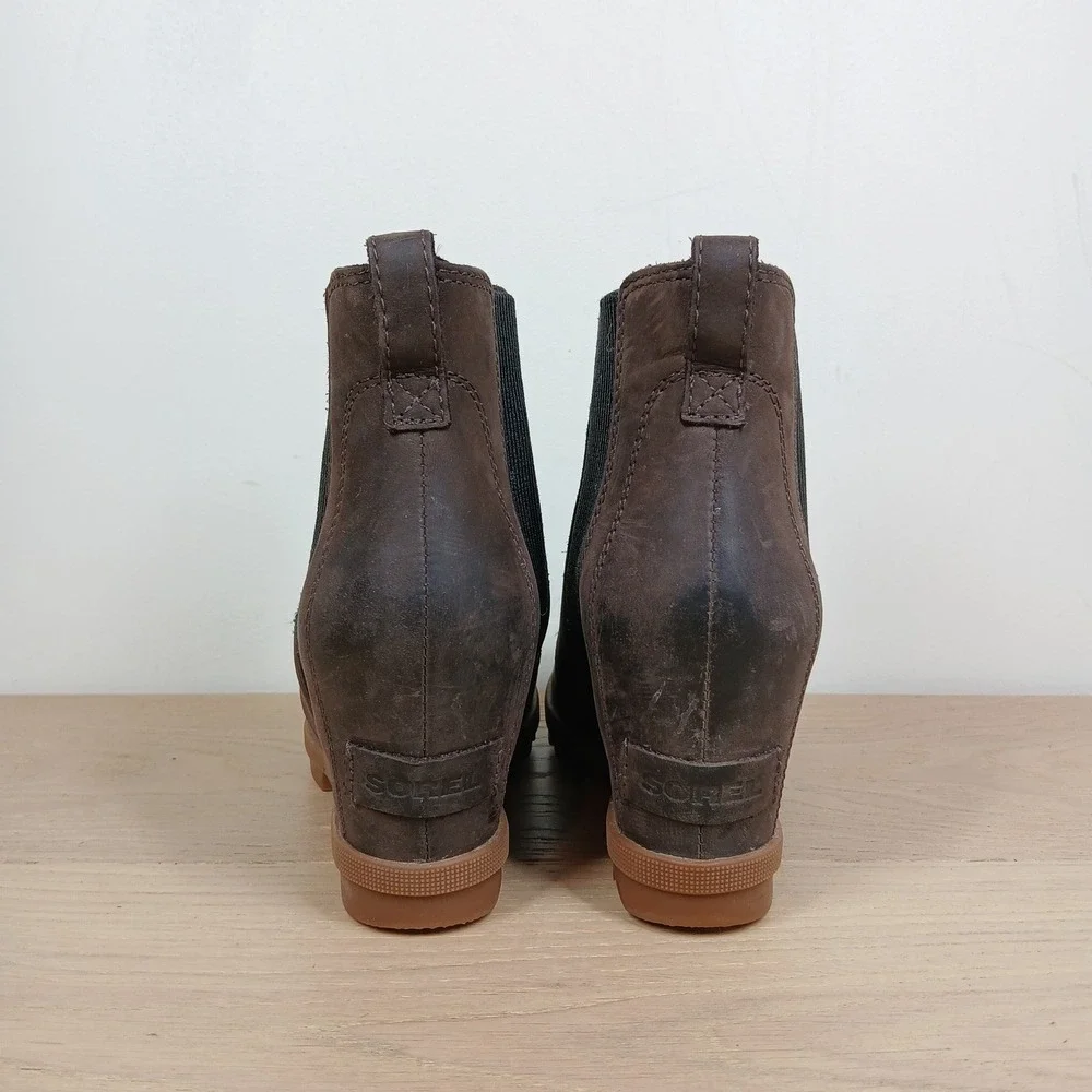 Sorel Joan Chelsea II Boots Womens 6 Brown Waterproof Leather Lug Sole Gorpcore